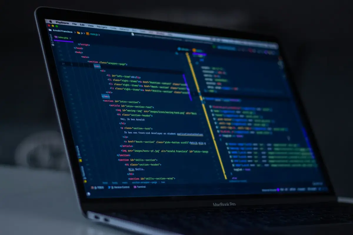 Hand-written front-end code in an editor