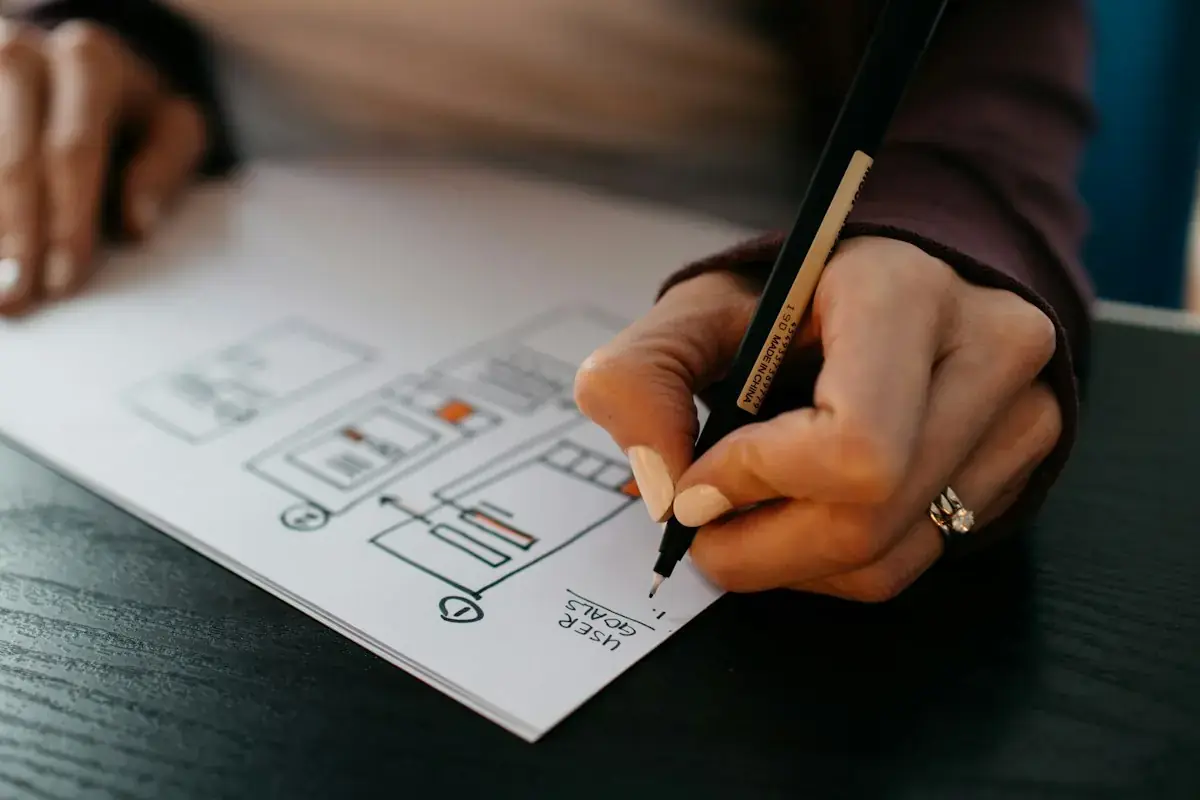 Planning a website layout on paper
