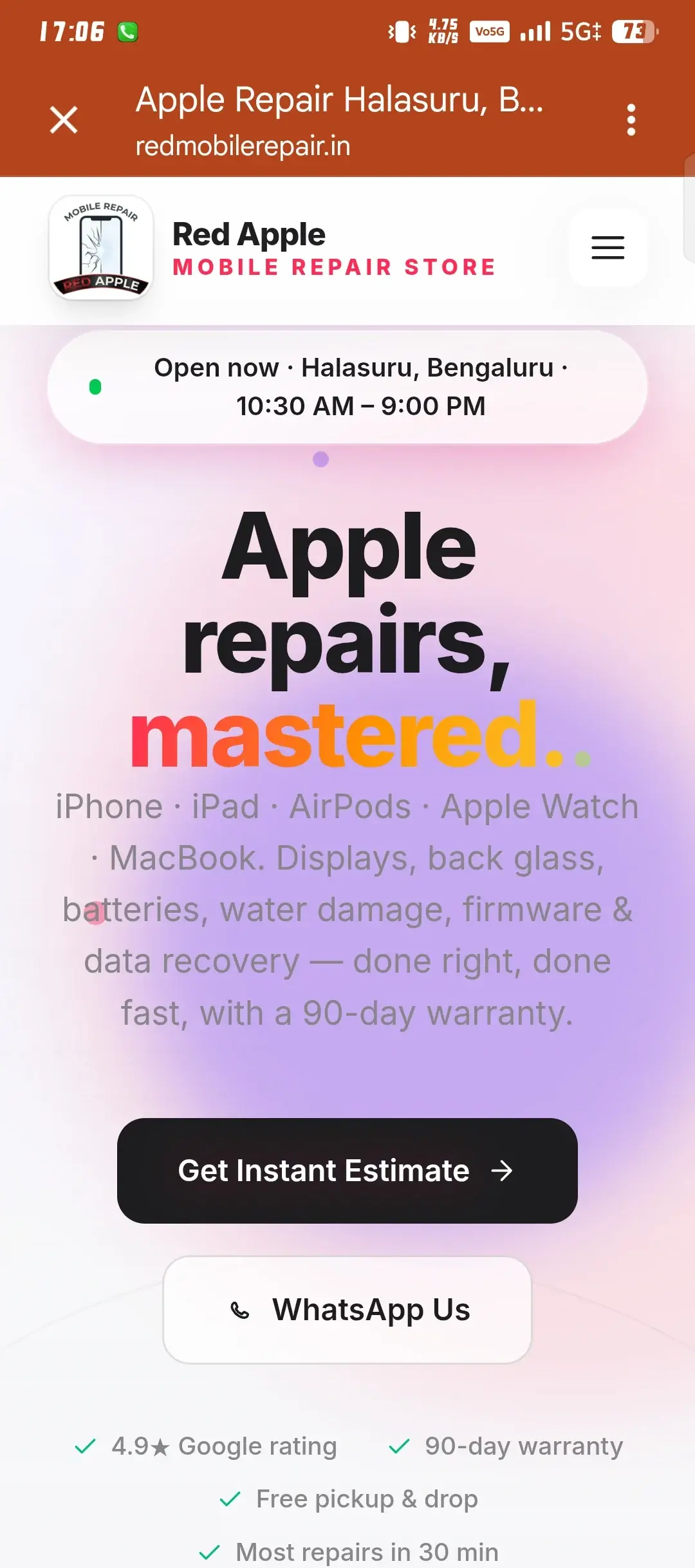 Red Apple Mobile Repair live website